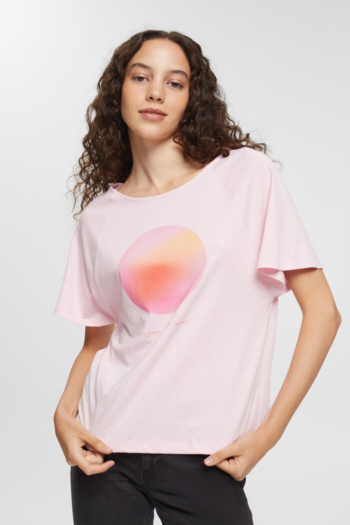 Linen blend: printed T-shirt, LIGHT PINK, detail image number 0