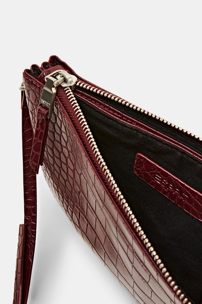 Faux Leather Shoulder Bag, GARNET RED, detail image number 4