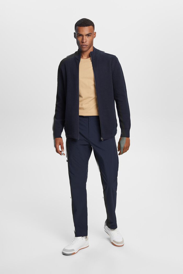 Zipper cardigan, 100% cotton, NAVY, detail image number 1