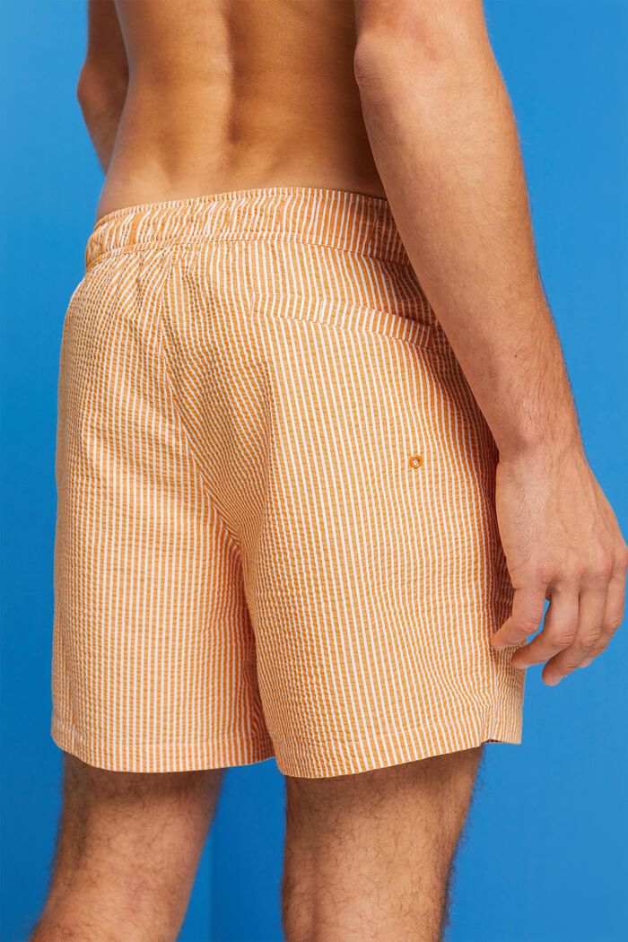 Textured swimming shorts with stripes, ORANGE, detail image number 4