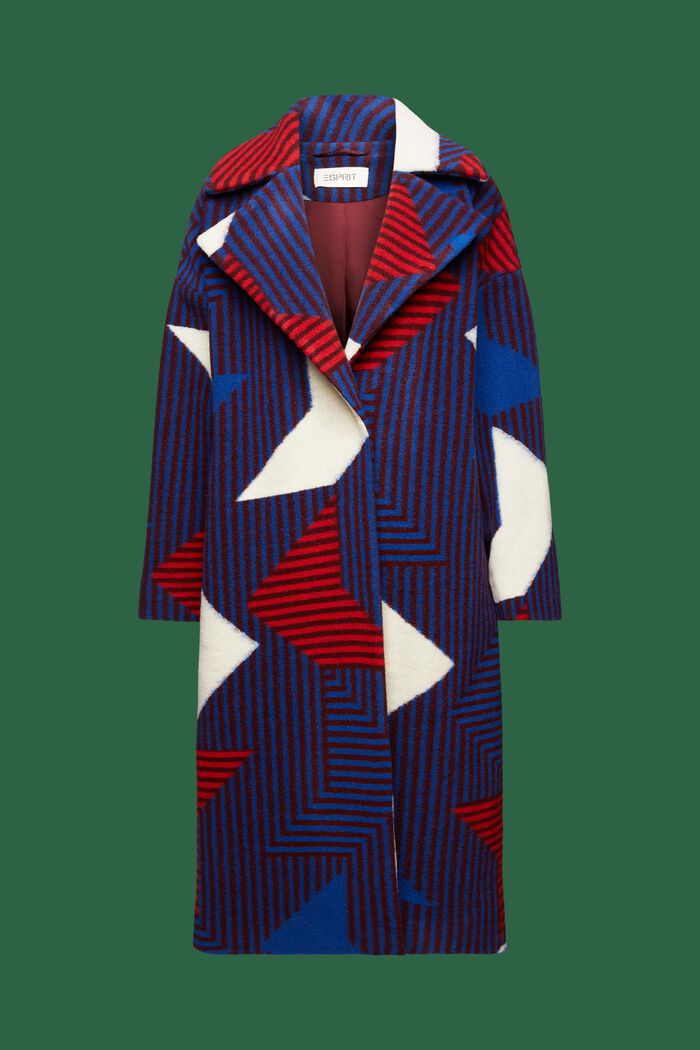 Printed Wool-Blend Coat, BORDEAUX RED, detail image number 6