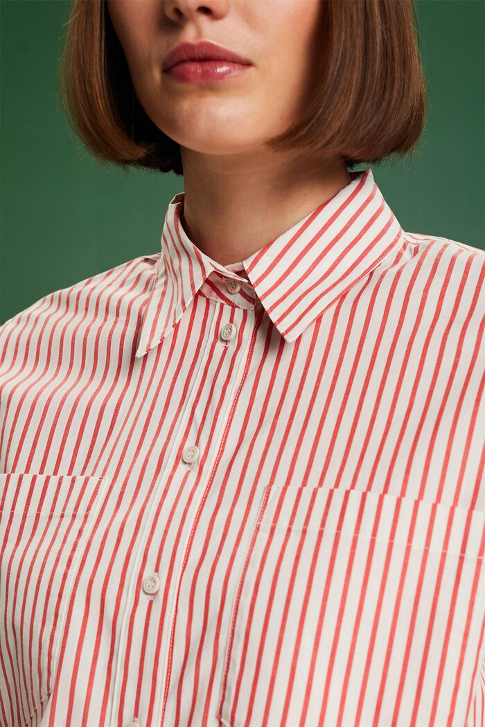 Striped Button-Down Shirt, RED, detail image number 3