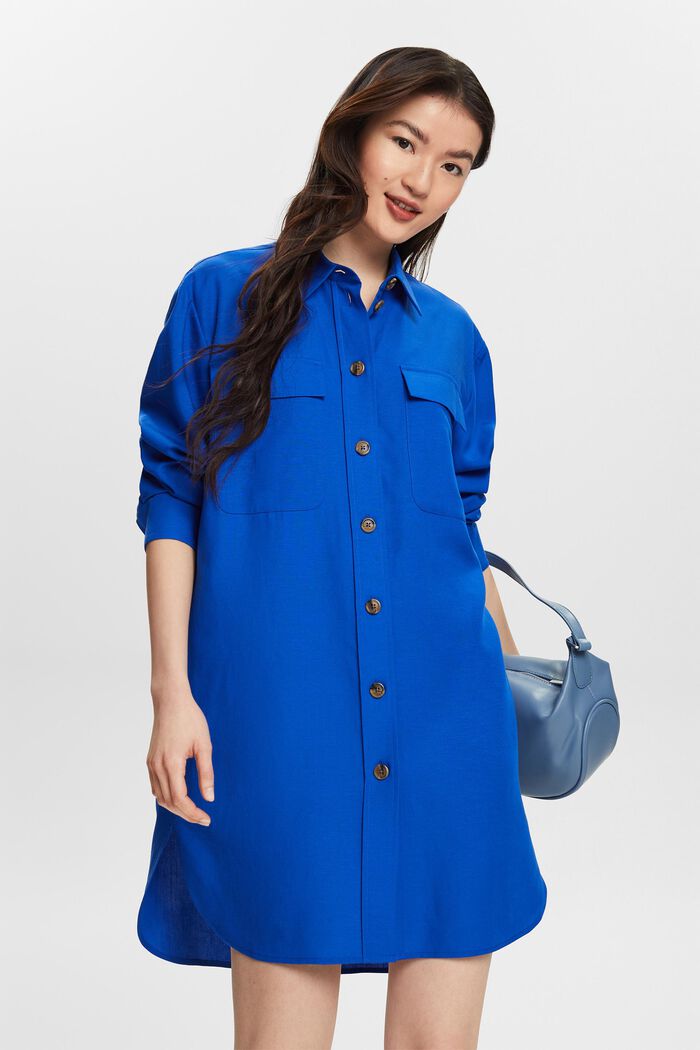 Oversized Button-Up Shirt, BRIGHT BLUE, detail image number 0