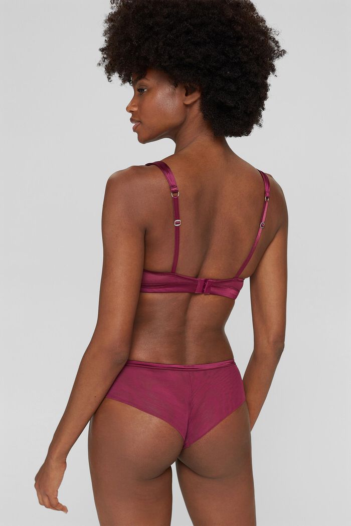 Soft mesh bra with embroidery, DARK PINK, detail image number 1