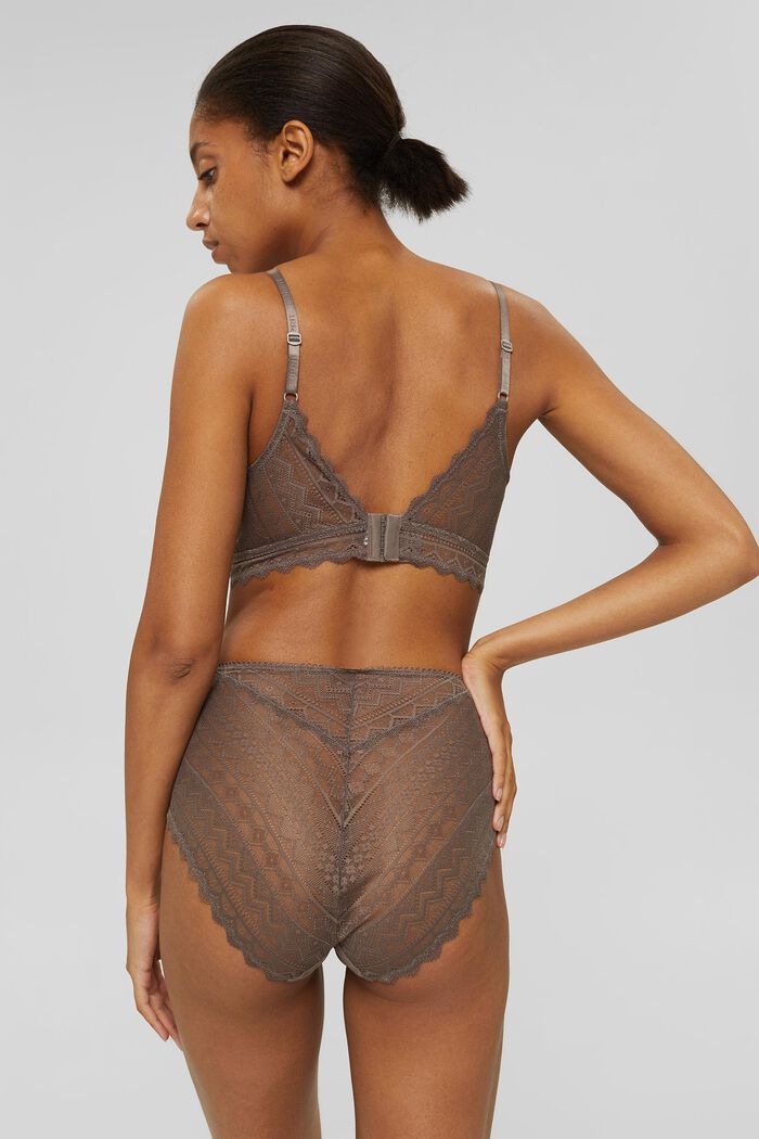 Recycled: high-waisted briefs made geometric lace, TAUPE, detail image number 2