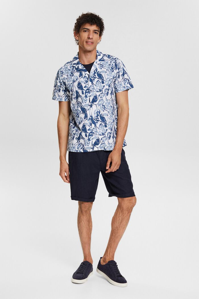 Short sleeve shirt with tropical print, 100% cotton