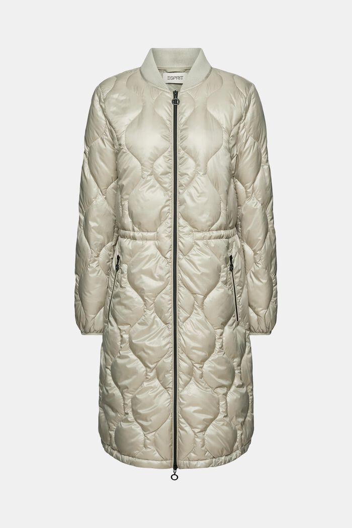 Quilted coat with rib knit collar, DUSTY GREEN, detail image number 5