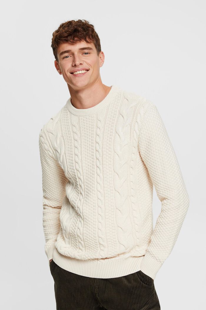 Cable knit jumper, OFF WHITE, detail image number 0