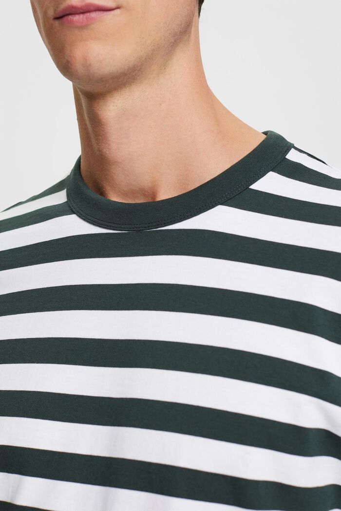 Striped crewneck T-shirt, DARK TEAL GREEN, detail image number 2