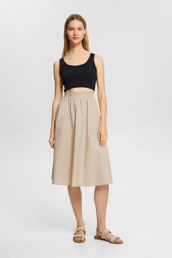 Midi skirt with a stretchy waistband, LIGHT TAUPE, detail image number 3