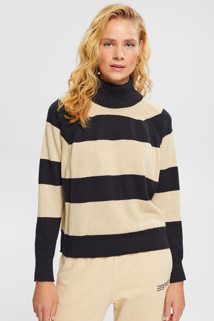 Polo neck jumper, 100% cotton, NEW BLACK, detail image number 1