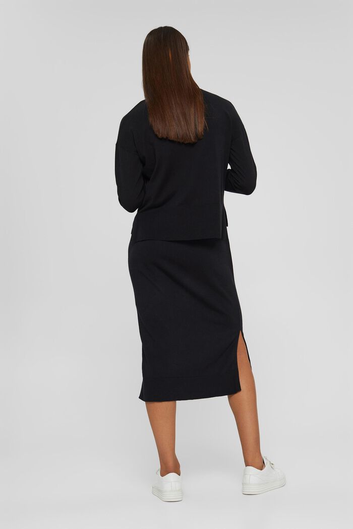 2-in-1: jumper and midi dress made of blended organic cotton, BLACK, detail image number 2