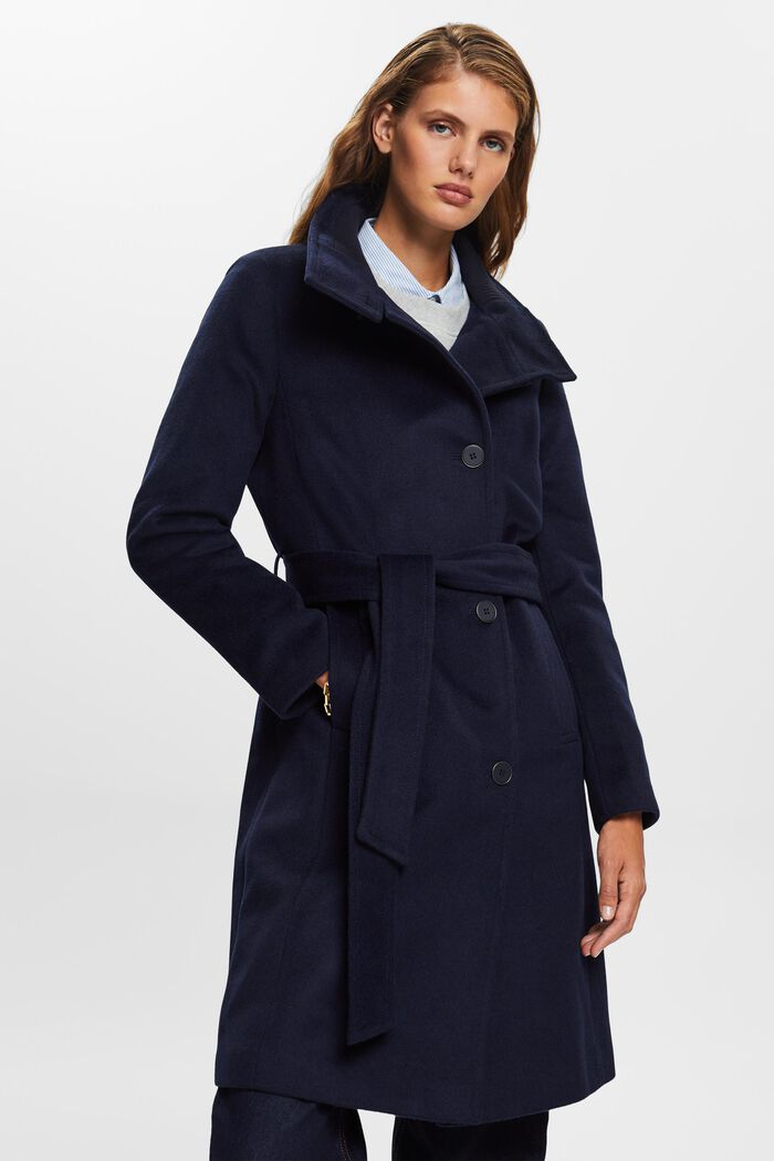 Recycled: wool blend coat with cashmere, NAVY, detail image number 0
