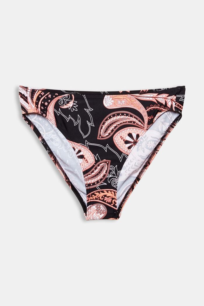 Made of recycled material: bikini briefs with a paisley print, BLACK, overview