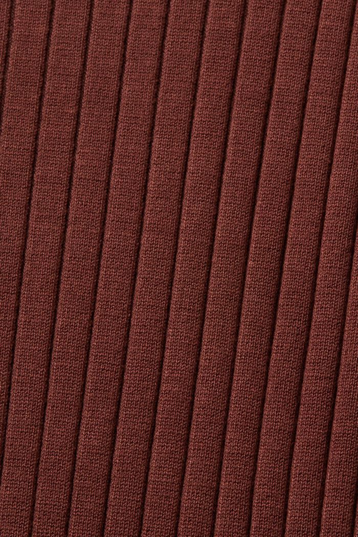 Pleated Rib-Knit Dress, BROWN, detail image number 5