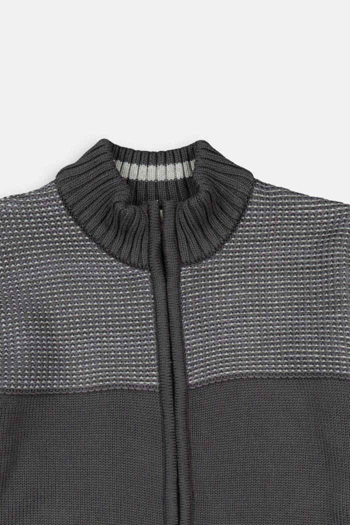 Zip-up cardigan in blended cotton, DARK GREY, detail image number 2