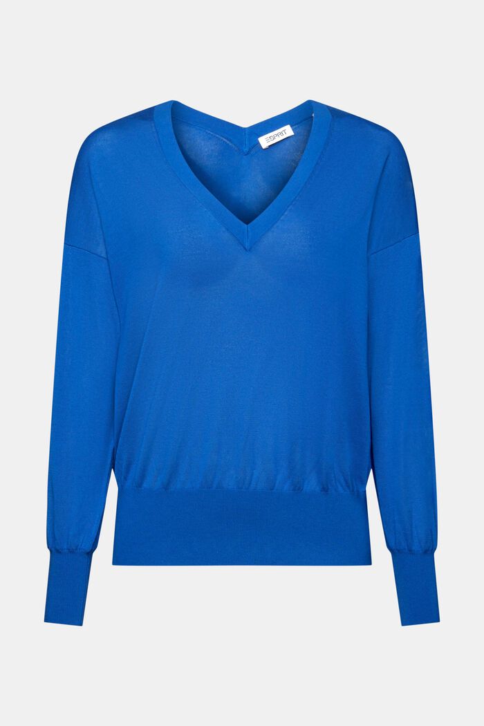V-neck Sweater, BRIGHT BLUE, detail image number 6