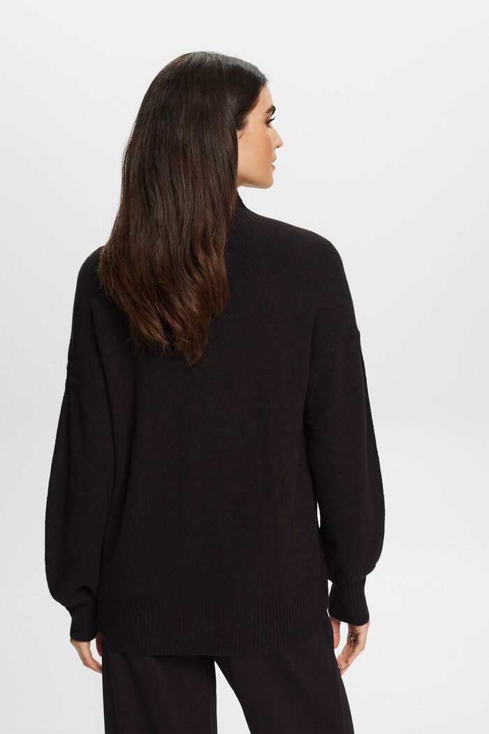 Mockneck Sweater, BLACK, detail image number 3