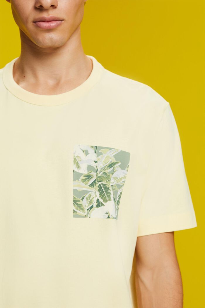 Jersey t-shirt with chest print, 100% cotton, LIGHT YELLOW, detail image number 2