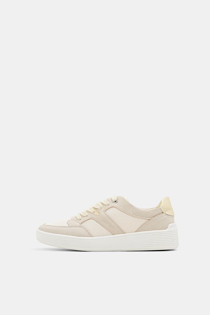 Mixed material trainers with a platform sole, DUSTY NUDE, overview