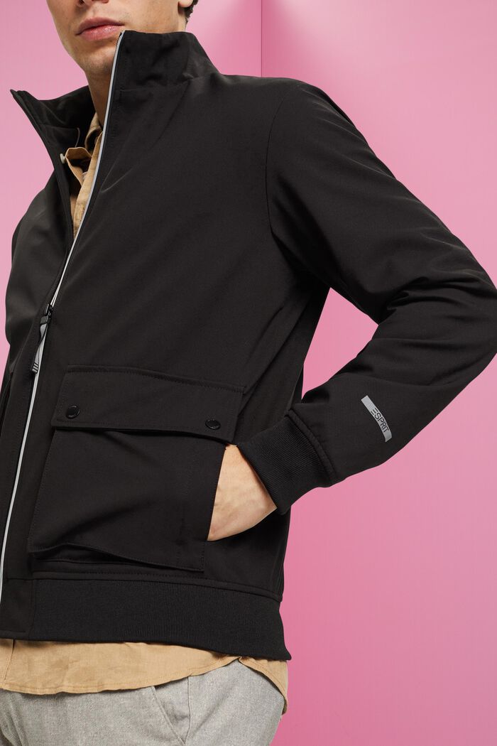 Herringbone softshell jacket, BLACK, detail image number 2