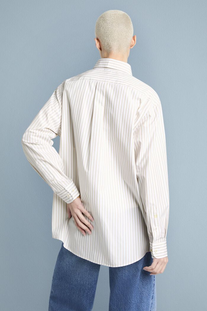 Striped Cotton-Poplin Shirt, BEIGE, detail image number 1