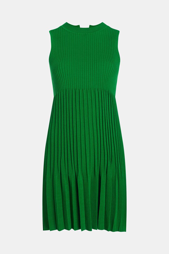 Pretty Pleats Sleeveless Dress, GREEN, overview