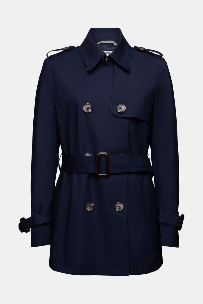 Short Double-Breasted Trench Coat, NAVY, detail image number 6