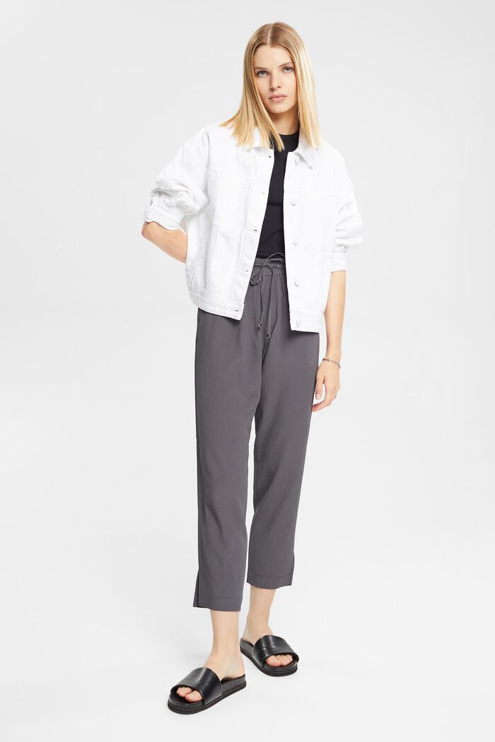 Containing TENCEL™: crinkle-effect trousers