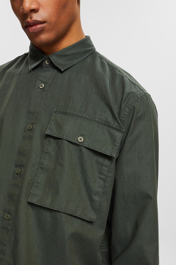 Cotton shirt with a breast pocket, KHAKI GREEN, detail image number 2