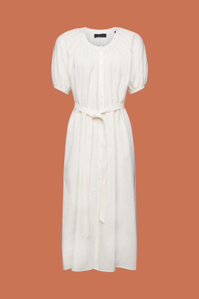 Midi shirt dress with a tie belt, cotton blend, WHITE, detail image number 5