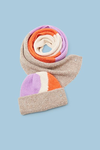 Gift Set Rib-Knit Beanie And Scarf