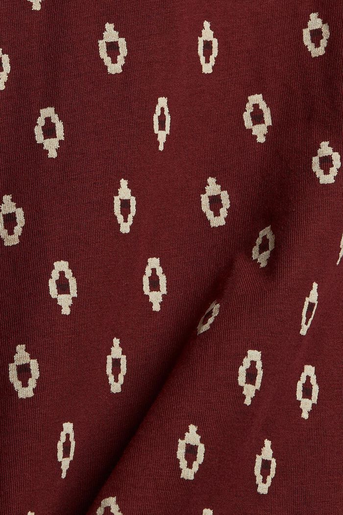 Printed long sleeve top in organic cotton, GARNET RED, detail image number 4