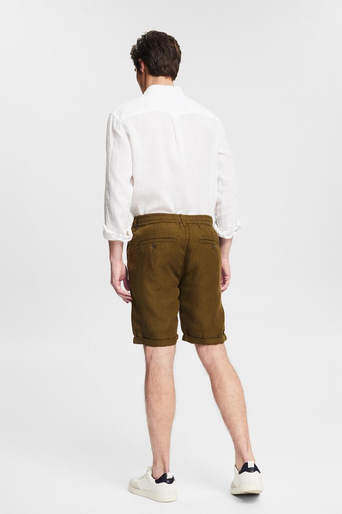 100% linen shorts, DARK KHAKI, detail image number 3