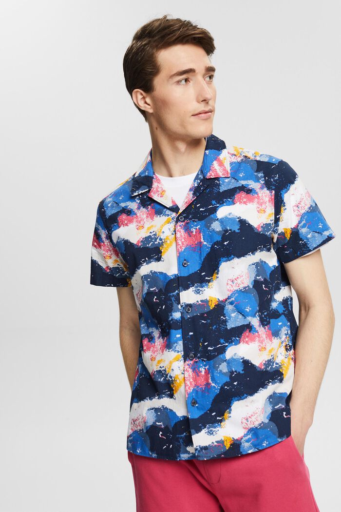 Short sleeve patterned shirt, BRIGHT BLUE, detail image number 0