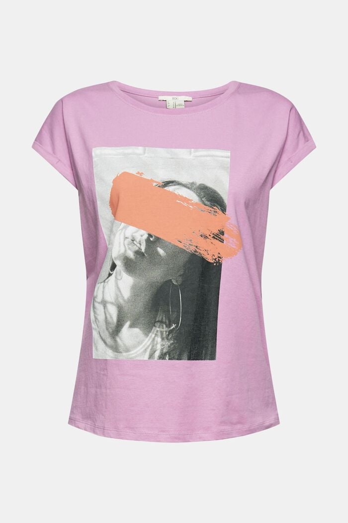 T-shirt with a front print, LILAC, overview