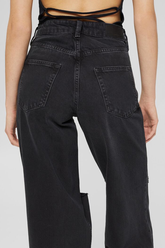Distressed wide-leg jeans, BLACK DARK WASHED, detail image number 5