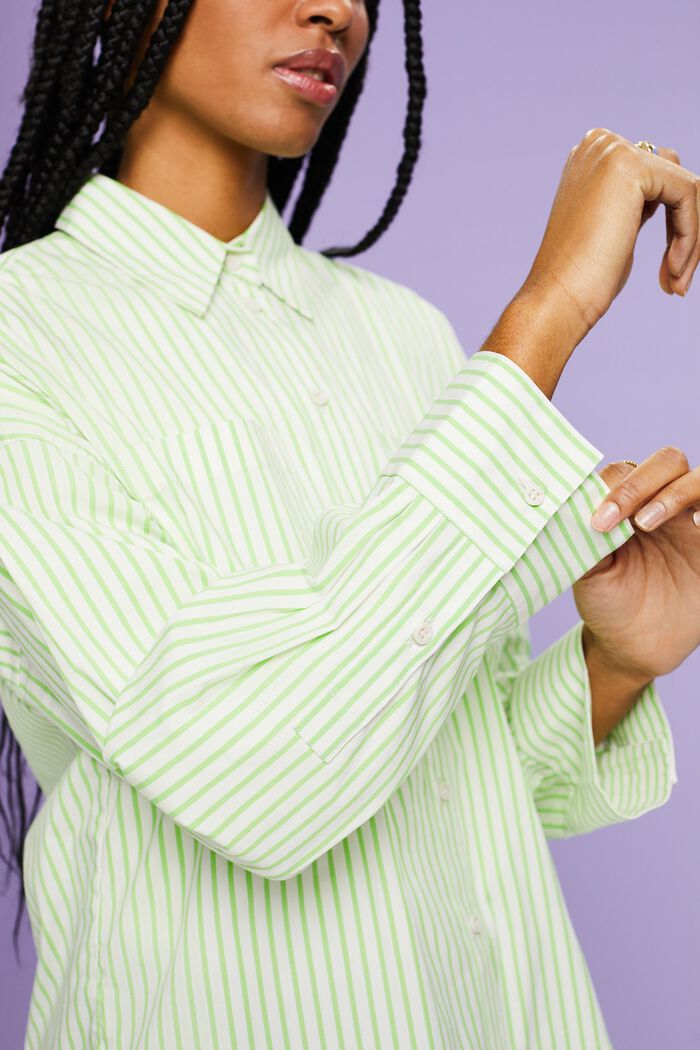 Striped Button-Down Shirt, GREEN, detail image number 3