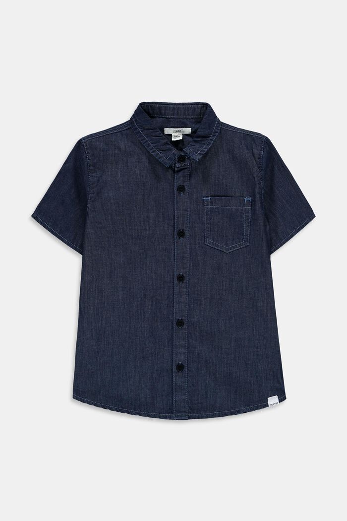 Lightweight denim shirt in 100% cotton, BLUE MEDIUM WASHED, overview