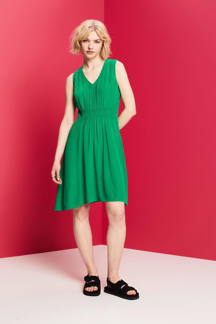 Smocked Waist A-Line Dress, GREEN, detail image number 4