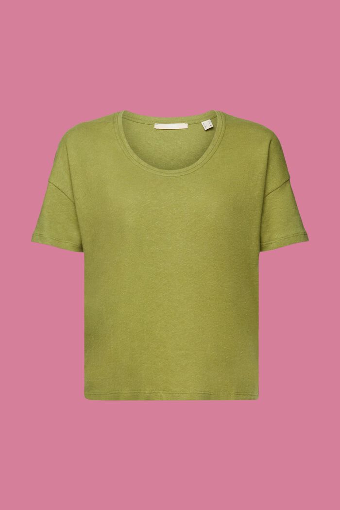 Cotton-linen blended t-shirt, PISTACHIO GREEN, detail image number 6