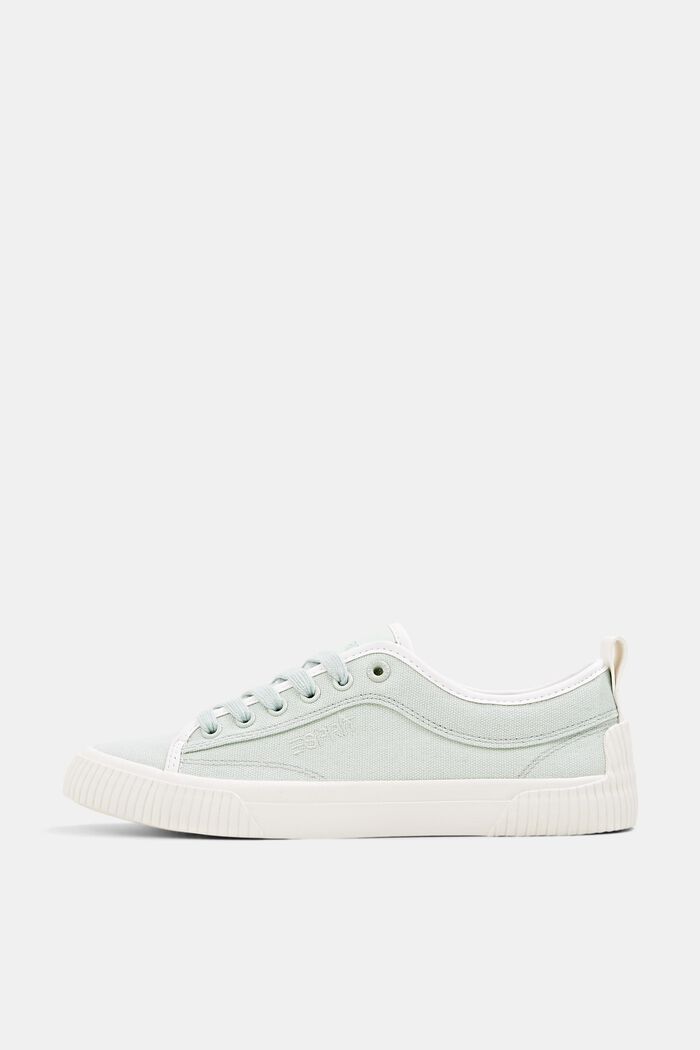 Canvas trainers with lacing, PASTEL GREEN, overview