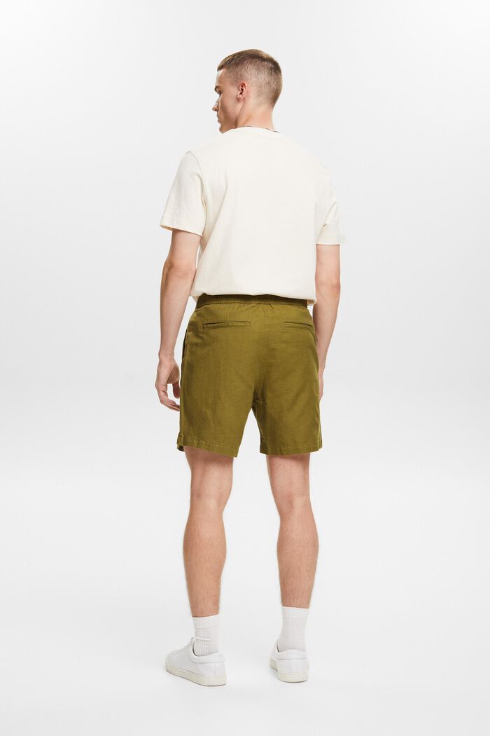 Cotton-Linen Bermuda Shorts, OLIVE, detail image number 2