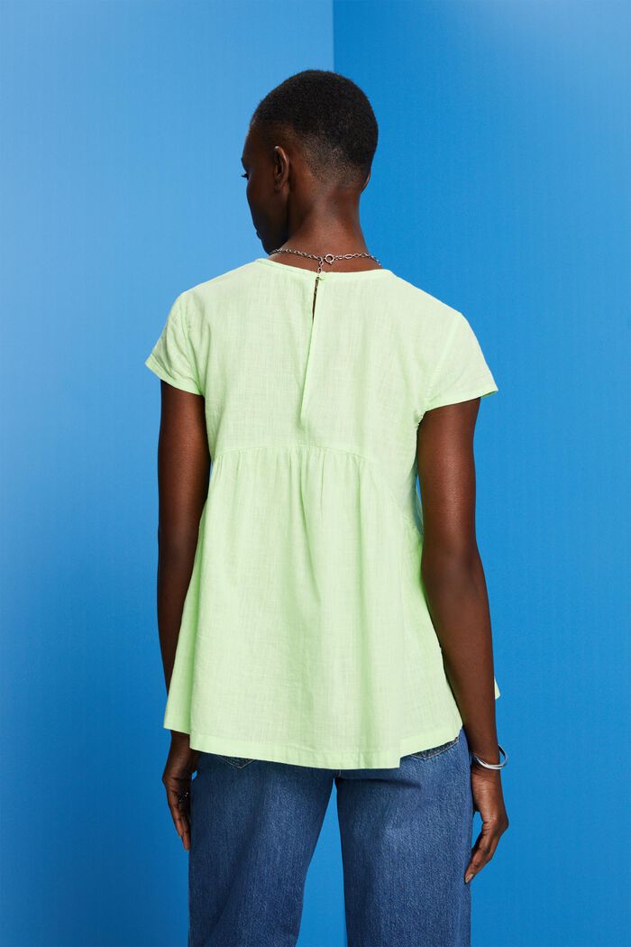 Sustainable cotton blouse with short-sleeves, CITRUS GREEN, detail image number 3