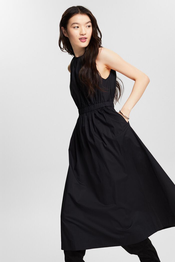 Sleeveless Midi Dress, BLACK, detail image number 0