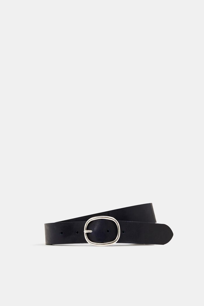 Leather belt, NAVY, overview