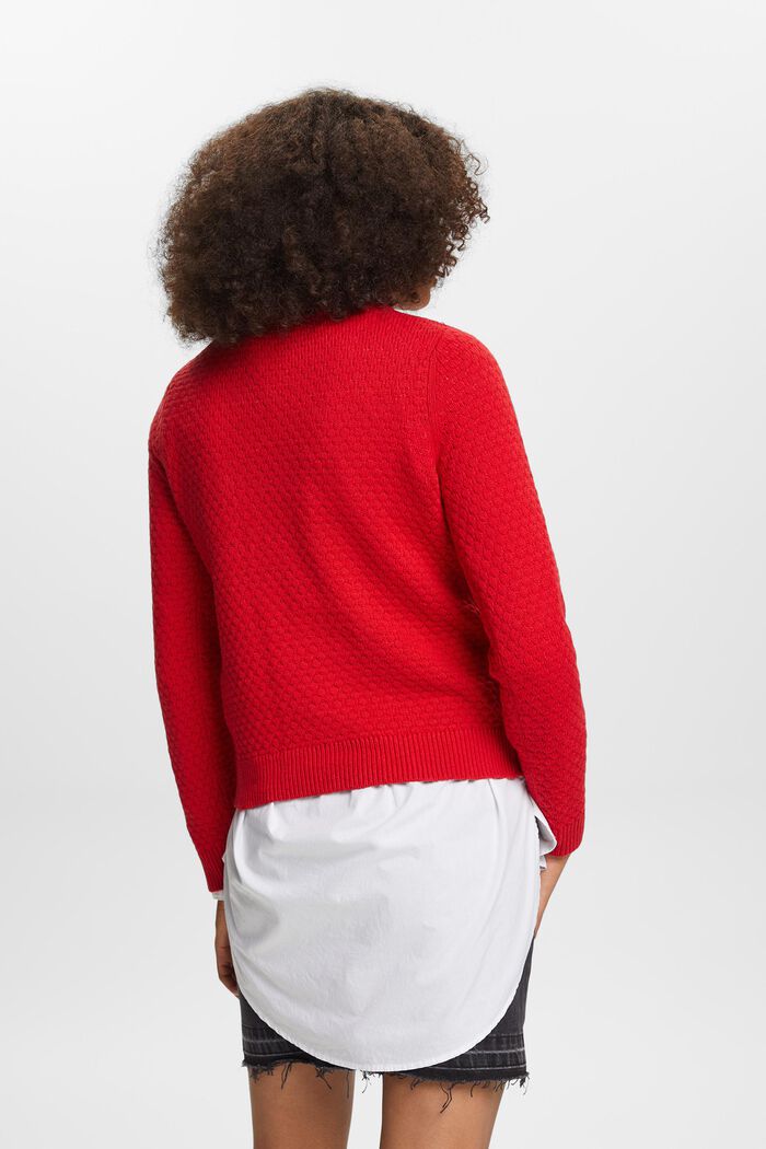 Textured knit jumper, cotton blend, DARK RED, detail image number 3