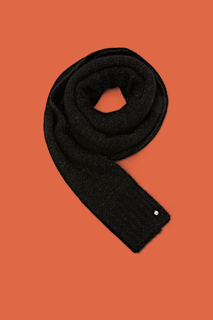 Mohair-Wool Blend Scarf, BLACK, detail image number 0
