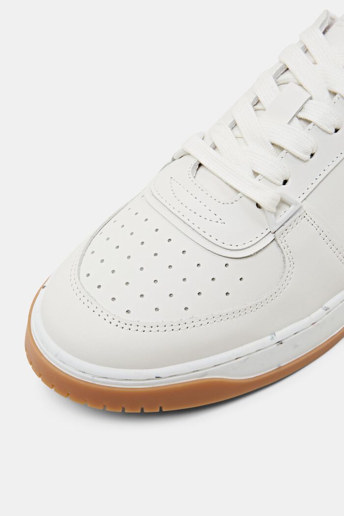 Leather Lace-Up Sneakers, WHITE, detail image number 3
