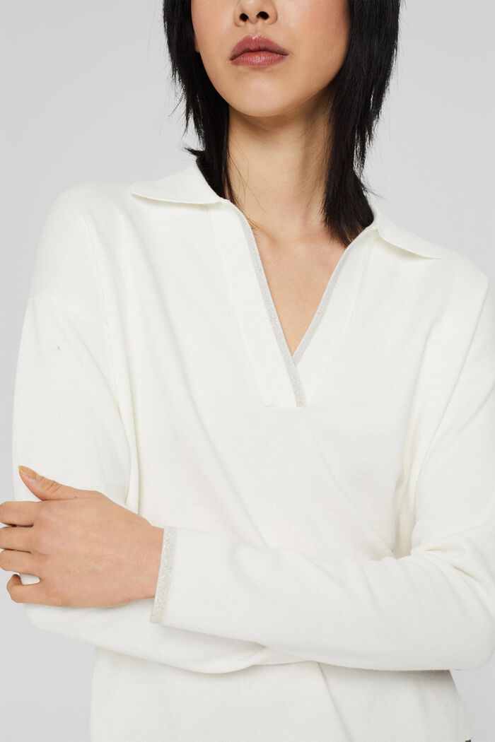 jumper with a turn-down collar, OFF WHITE, detail image number 2
